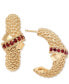 ფოტო #1 პროდუქტის Garnet Crisscross Popcorn C Hoop Earrings (3/8 ct. t.w.) in 14k Gold-Plated Sterling Silver