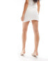 Фото #5 товара ASOS DESIGN linen blend fitted trim detail mini skirt in ivory co ord