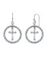 ფოტო #1 პროდუქტის Silver Tone Suspended Cross Hoop Drop Earrings