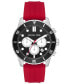 Фото #1 товара Часы и аксессуары Michael Kors мужские Хронограф Каннингем с красным силиконовым браслетом 44мм