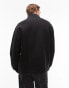 Topman 1/4 zip sweatshirt in black