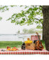 Фото #3 товара Gingham Lined Woodchip Picnic Basket With Lid and Movable Handles