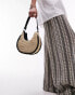 Фото #2 товара Topshop Sacha woven scoop shoulder bag with contrast handle in natural