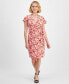 Фото #1 товара Petite Printed Flutter-Sleeve Faux-Wrap Dress