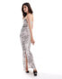 Фото #4 товара Bershka bandeau bodycon maxi dress in snakeskin print