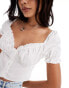 Фото #4 товара YAS sweetheart bust top with frill detail in white - WHITE