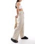 Фото #1 товара Vila linen touch tie waist wide leg trouser in stone