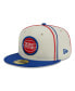 Men's Cream, Blue Detroit Pistons Piping 2-Tone 59FIFTY Fitted Hat