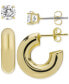 ფოტო #1 პროდუქტის 2-Pc. Set Lab Grown White Sapphire (2-1/10 ct. t.w.) Stud & Polished Half Hoop Earrings in 14k Gold-Plated Sterling Silver