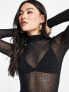 ASOS DESIGN hotfix crystal stud mesh bodysuit in black