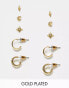 Фото #1 товара Accessorize Z collection 5 pack stud and hoop earrings in gold plated