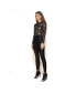 Фото #2 товара Women's Long Sleeve Black Mystique Metallic Stretch Lace Tunic