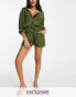 Фото #1 товара Esmee Exclusive co-ord beach shorts in khaki