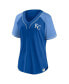 ფოტო #3 პროდუქტის Women's Royal Kansas City Royals Bunt Raglan V-Neck T-shirt