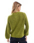 Selected Femme wool alpaca blend knitted cardigan in green