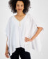 ფოტო #1 პროდუქტის Women's Embellished-Neck Gauze Poincho, Created for Macy's