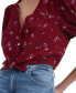 Women's Floral Balloon-Sleeve Tie-Front Blouse