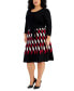 Plus Size Belted Patterned-Skirt Sweater Dress