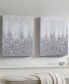 Silver Glimmer Hand Brush Embellished Canvas Set, 2 Piece