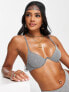 Фото #1 товара South Beach mix & match exaggerated wire bikini top in silver metallic