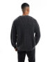 ASOS DESIGN oversized knitted fisherman rib cardigan in charcoal