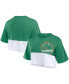 Women's Green/White Miami Hurricanes Oversized Badge Colorblock Cropped T-Shirt