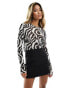 Фото #1 товара Y.A.S Rizza long sleeve mesh top in swirl print