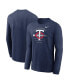 Men's Navy Minnesota Twins Over Arch Long Sleeve T-shirt