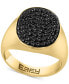 ფოტო #1 პროდუქტის EFFY® Men's Black Spinel Oval Cluster Ring (1-5/8 ct. t.w.) in Gold-Plated Sterling Silver