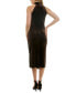 ფოტო #2 პროდუქტის Women's Velvet Halter Shirred Side-Slit Midi Dress