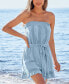 Women's Light Blue Ruffled Wide Leg Tube Romper