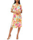 ფოტო #1 პროდუქტის Petite Floral Print Tie-Sleeve Midi Dress