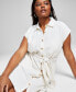 ფოტო #4 პროდუქტის Trendy Plus Size Belted Dolman-Sleeve Shirtdress, Created for Macy's