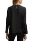 ფოტო #3 პროდუქტის Women's Pleated Front Long-Sleeved Blouse