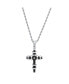 Men's Two Toned black IP Plated Stainless Steel Cross Pendant with Simulated Diamond Necklaces