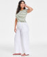 ფოტო #2 პროდუქტის Women's Linen-Blend High-Rise Wide-Leg Pants, Created for Macy's