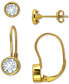 ფოტო #3 პროდუქტის 2-Pc. Set Cubic Zirconia Stud & Leverback Earrings in 18k Gold-Plated Sterling Silver, Created for Macy's