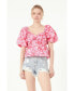 Women's Floral Printed Bow Top