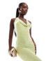 Фото #2 товара ASOS DESIGN plunge cowl maxi dress with strappy back in lime green