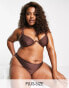 Фото #1 товара South Beach Curve Exclusive underwire bikini top high shine brown