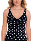 Фото #1 товара Swim Solutions Women's Tummy-Control V-Neck Pleated Tankini Top Black Size 12