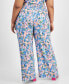 Trendy Plus Size Textured Floral Wide-Leg Pants, Created for Macy's