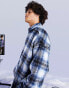 ASOS DESIGN extreme oversized brushed wool shacket in navy shadow check