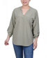 ფოტო #1 პროდუქტის Petite Roll Tab Sleeve Blouse with Pockets