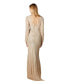 Women's - Fitted Long Sleeve Beaded Gown