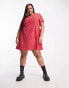 Wednesday's Girl Curve smudge spot mini smock dress in red