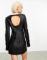 Фото #2 товара Weekday Valia faux leather long sleeve mini dress in black