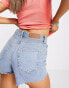 Topshop denim comfort stretch Mom shorts in bleach