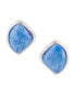 Abstract Sterling Silver and Genuine Lapis Stud Earrings