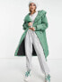 Noisy May Petite longline padded coat with hood in green XS - фото #7